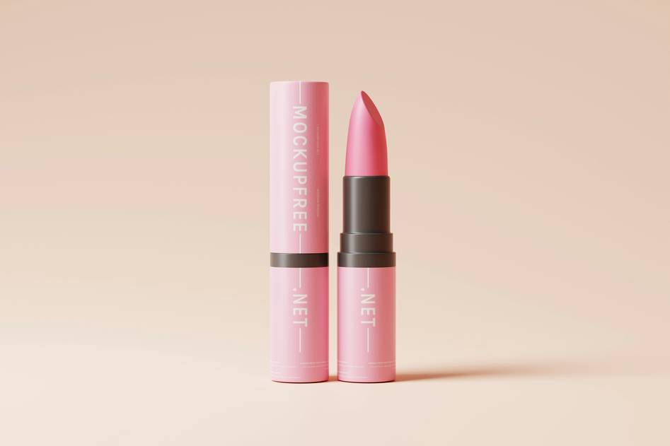 Close-up of creamy lip crayon application on neutral-toned lips